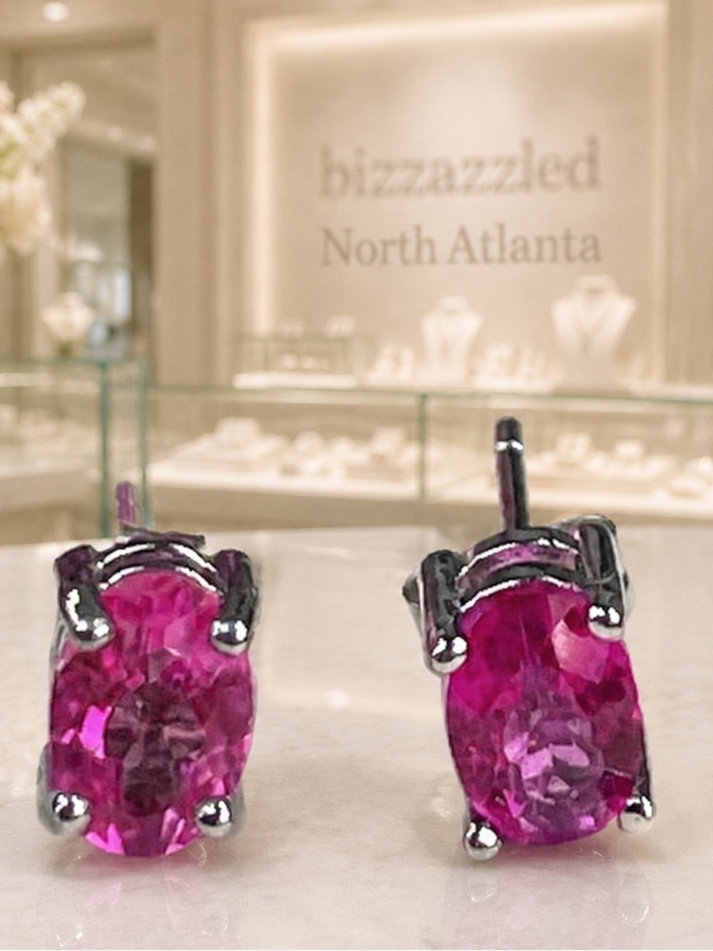 Deal‼️Sapphire Pink 1ct Silver earrings Pink. Genuine Earth Mined